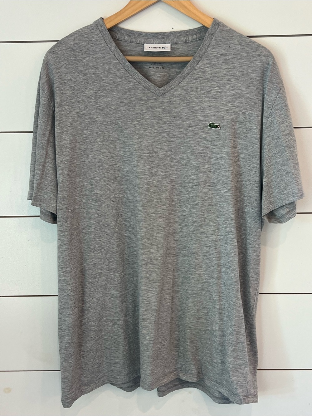 Lacoste Gray V-Neck Tee